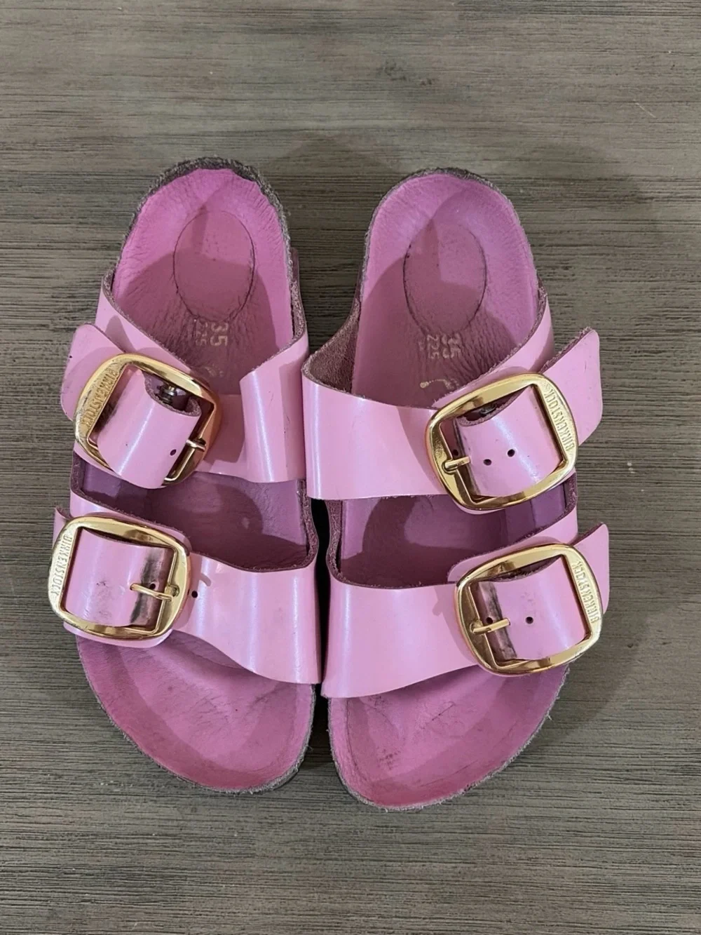 Birkenstock Arizona Big Buckle Natural Leather Patent Fondant Pink Size EU 35